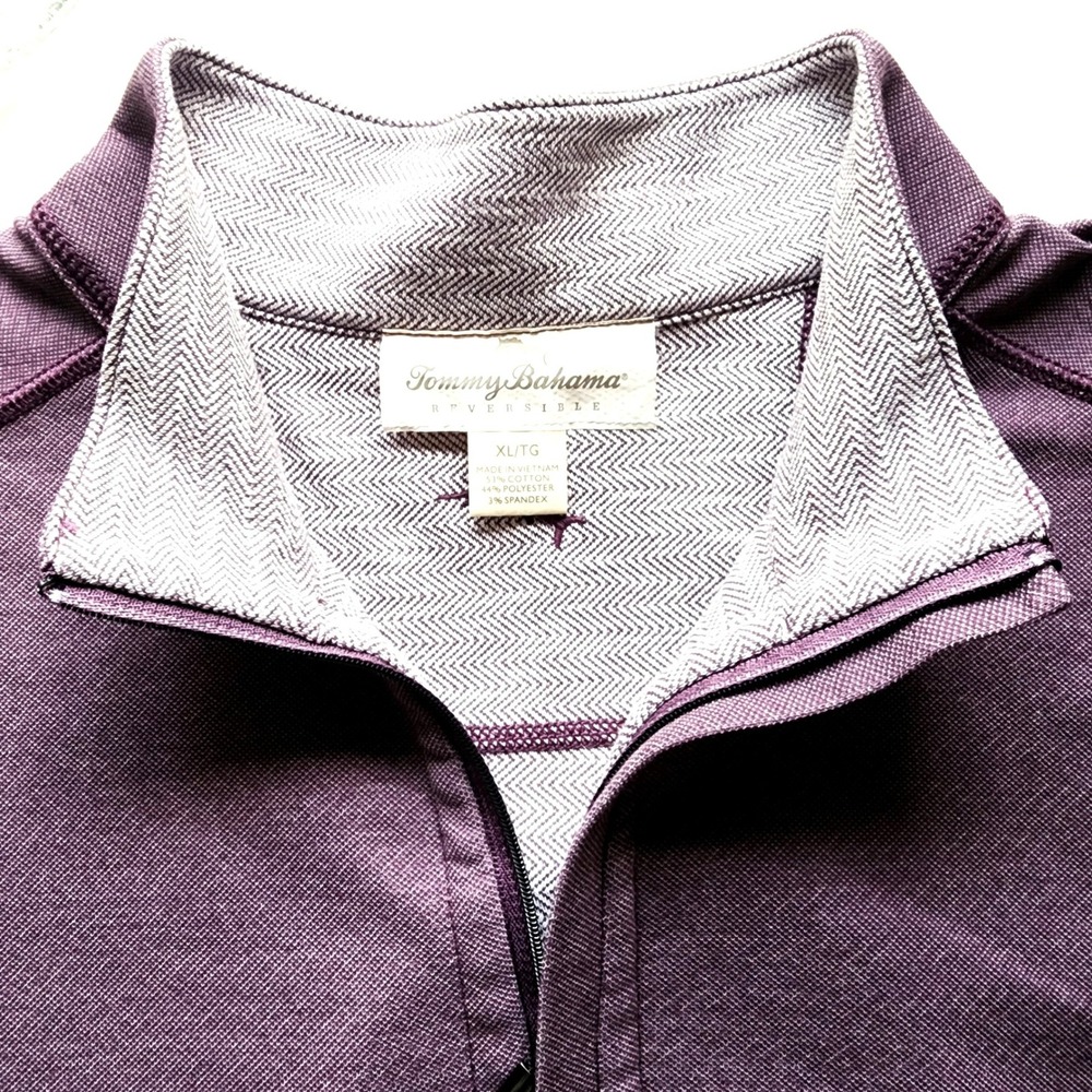 Tommy Bahama Reversible 1/4 Zip Shirt XL Herringbone Academic Casual Preppy Fall